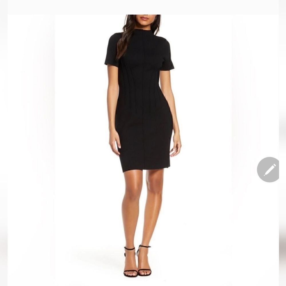 NWT ELIZA J RUFFLE SLEEVE SHEATH DRESS NAVY SIZE 10